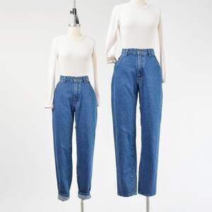Vintage 90s High Waist Jeans Tapered Leg Mom Jeans Cotton Denim Pants 30 waist